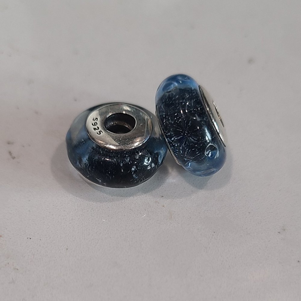 Two blue murano charms